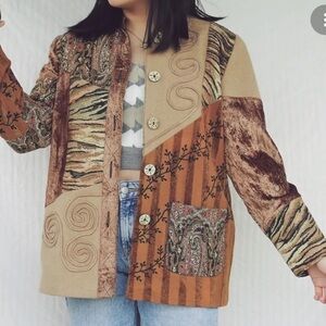 VTG Indigo Moon Patchwork Boho Jacket
